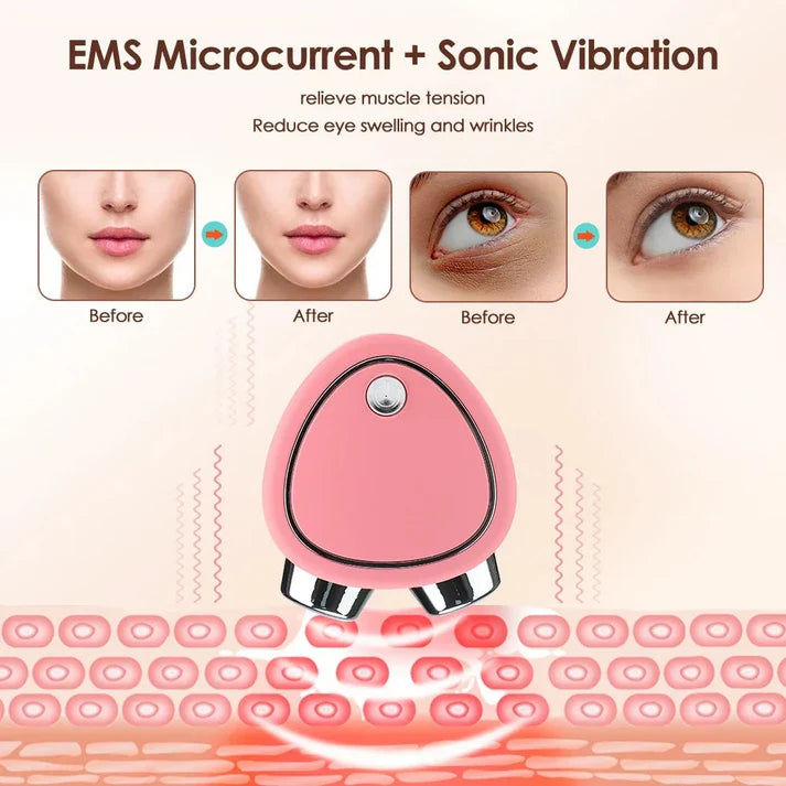 Rodillo Masajeador Eléctrico de Estiramiento Facial con Vibración Sónica y Microcorriente, Dispositivo Portátil de Belleza EMS